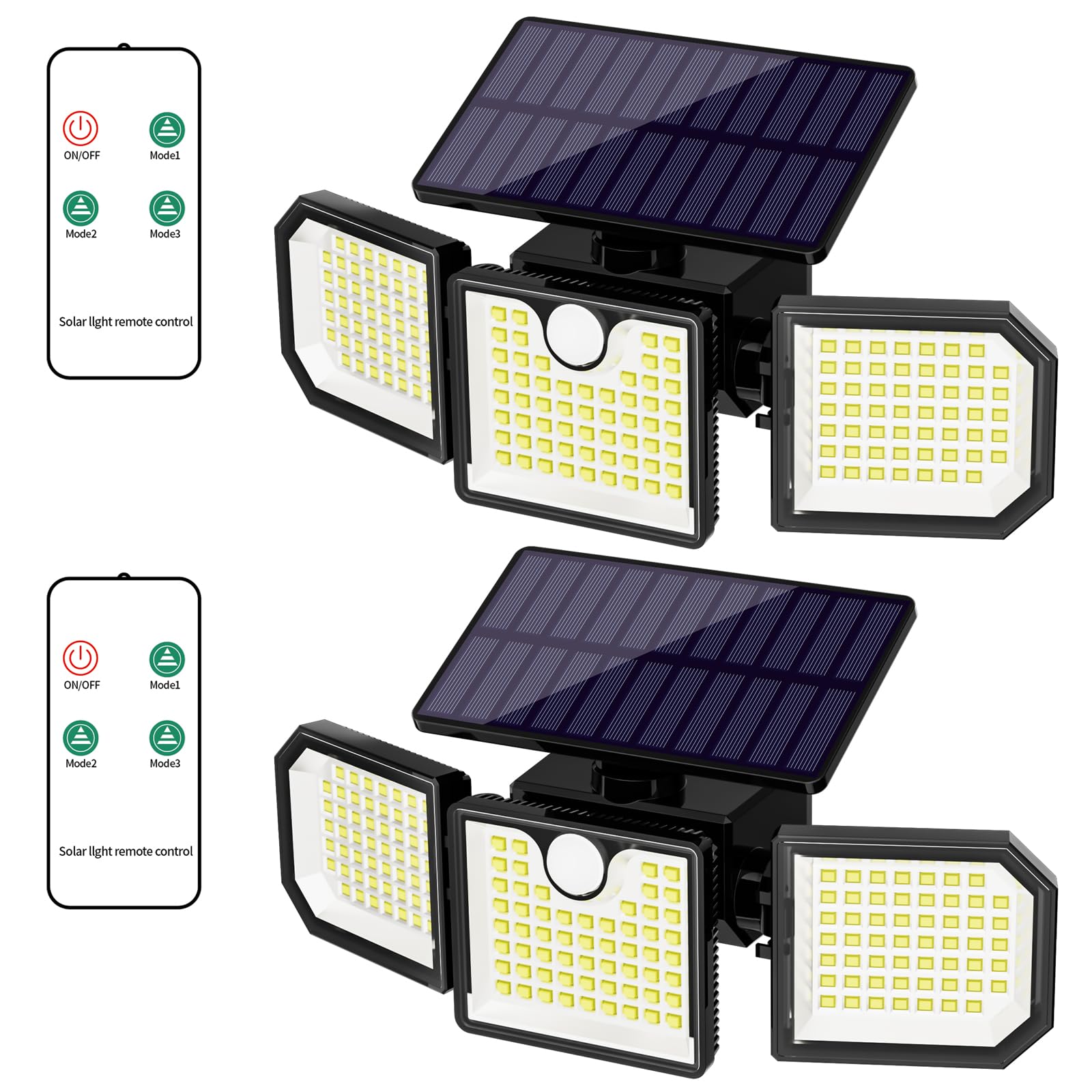 Solar Lights Outdoor with Motion Sensor, 2500LM 167 LED Security Lights with Remote Control, 270° Wide Angle Flood Wall Lights with 3 Modes, LED Flood Light for Garage Yard Entryways Patio