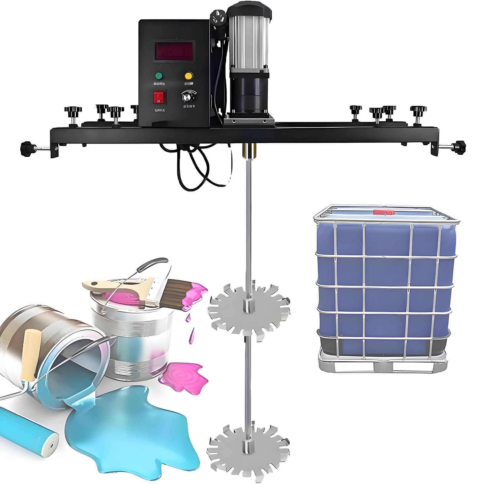 GUTYGIO Commercial Barrel Drum Stirrer, Electric Tank Mixer Machine with Support Hanger, 1 Ton IBC Paint Stirring Machine, Paint Mixing Equipment for Ink Dissolver Agitator C