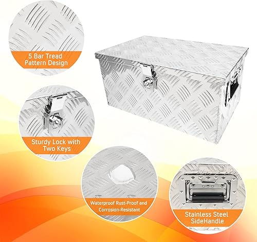 Miniatura 4 de Edicapo Caja de herramientas de aluminio de 20 pulgadas para ATV camión y remolque, caja de herramientas resistente, organizador de almacenamiento