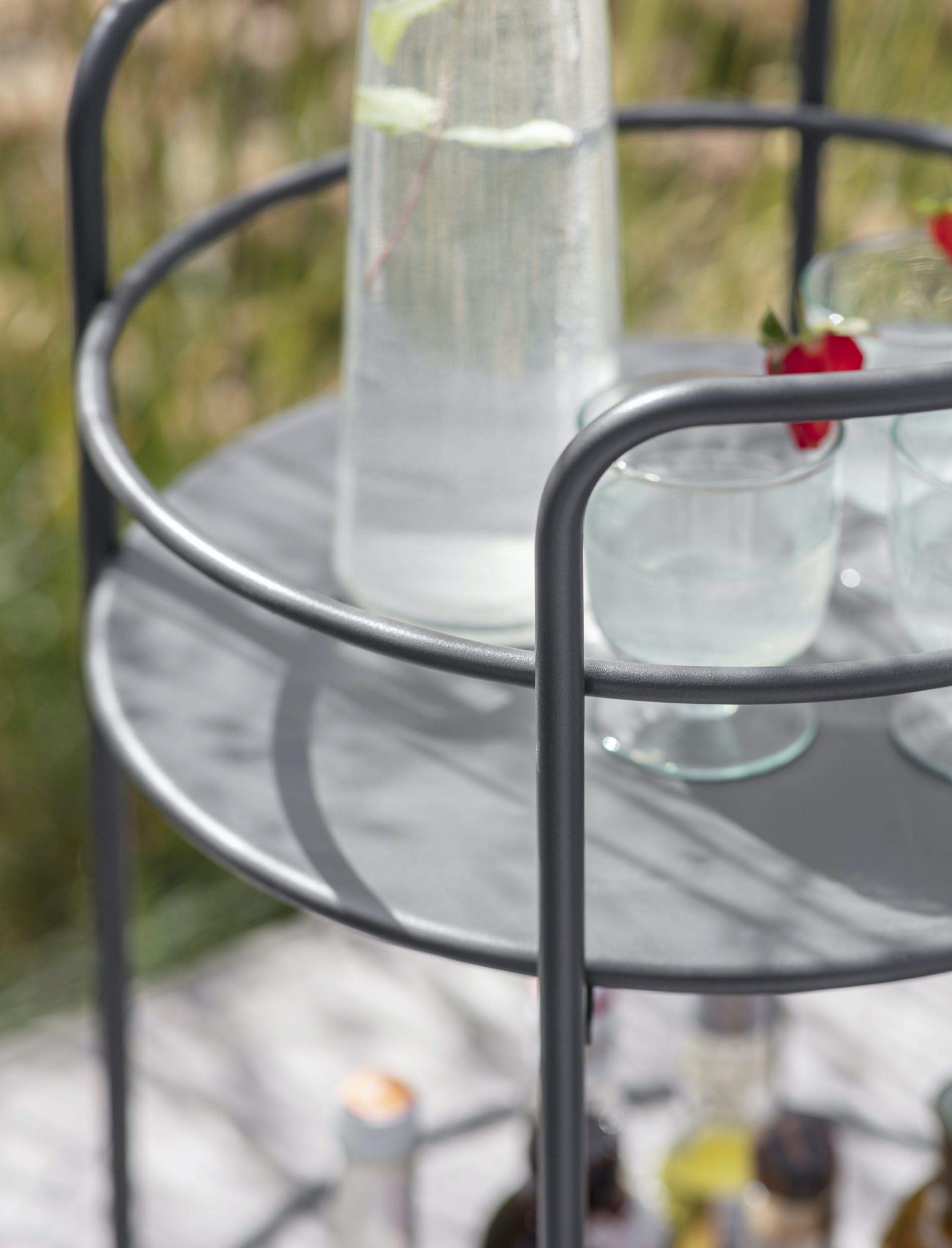 CKB Carrito redondo para bebidas LTD – Fabricado en acero recubierto de polvo con acabado mate, metal para cocina, interior y exterior, para jardín y servir con 4 ruedas