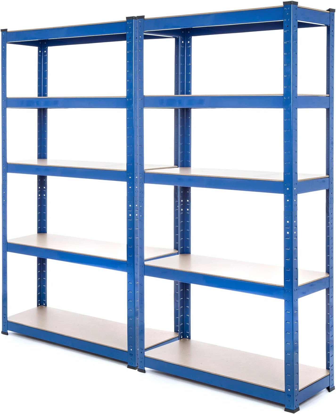 – 2 Bay Heavy Duty Steel Shelving Garage Racking Unit 150kg per shelf (5 Levels 1500mm H x 750mm W x 300mm D)
