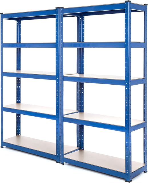 2 Bay Heavy Duty Steel Shelving Garage Racking Unit 150kg per shelf (5 Levels 1500mm H x 750mm W x 300mm D) + FREE NEXT DAY DELIVERY