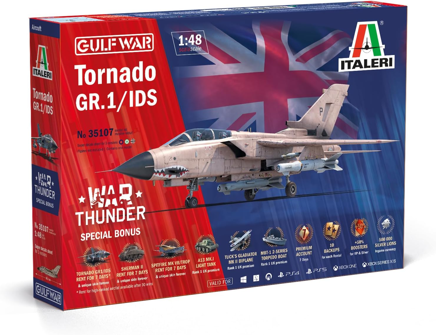 Italeri IT35107 1/48 Warthunder Tornado GR.1/IDS Gulf War Plastic Model (Airplane)