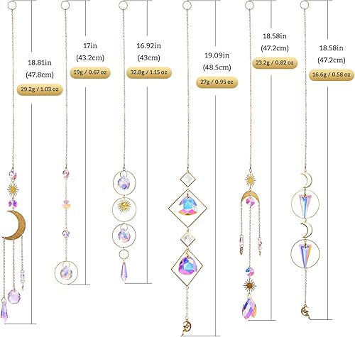 Miniatura 4 de Sinor Atrapasoles de cristal, 6 piezas colgantes de luz de cristal colgantes, prismas para ventana, jardín, bola de cristal, adorno para decoración