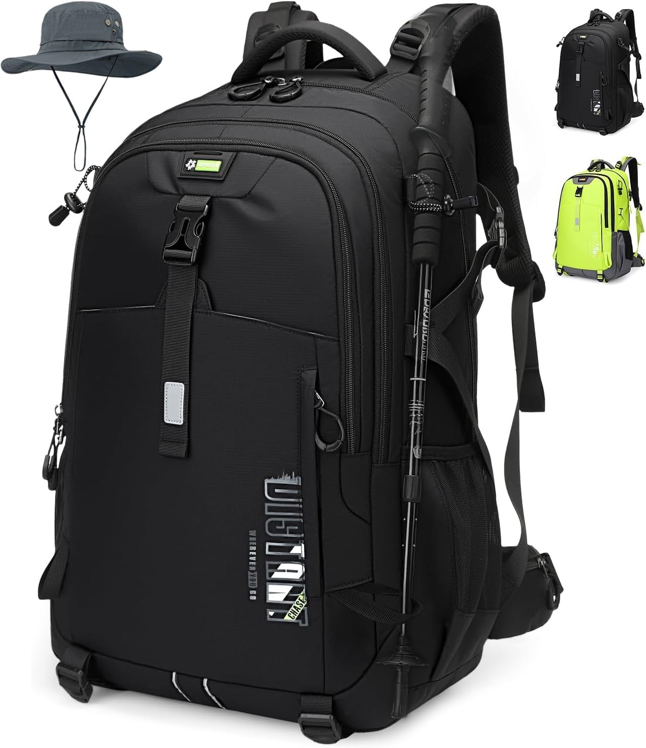 Super Eager 50L Large Capacity Multifunction Hiking Backpacks,Waterproof Rucksack for Men and Women, Durable Daypack for Hiking, Camping and Outdoor Adventures (Black)