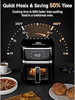 Vista 4 de Kitchen Elite Digital Air Fryer Oven, Compact Cooker with Window, 7 Presets, Nonstick Basket for Fast Cooking, Easy Cleanup, 5.28 Quart, Black Negro