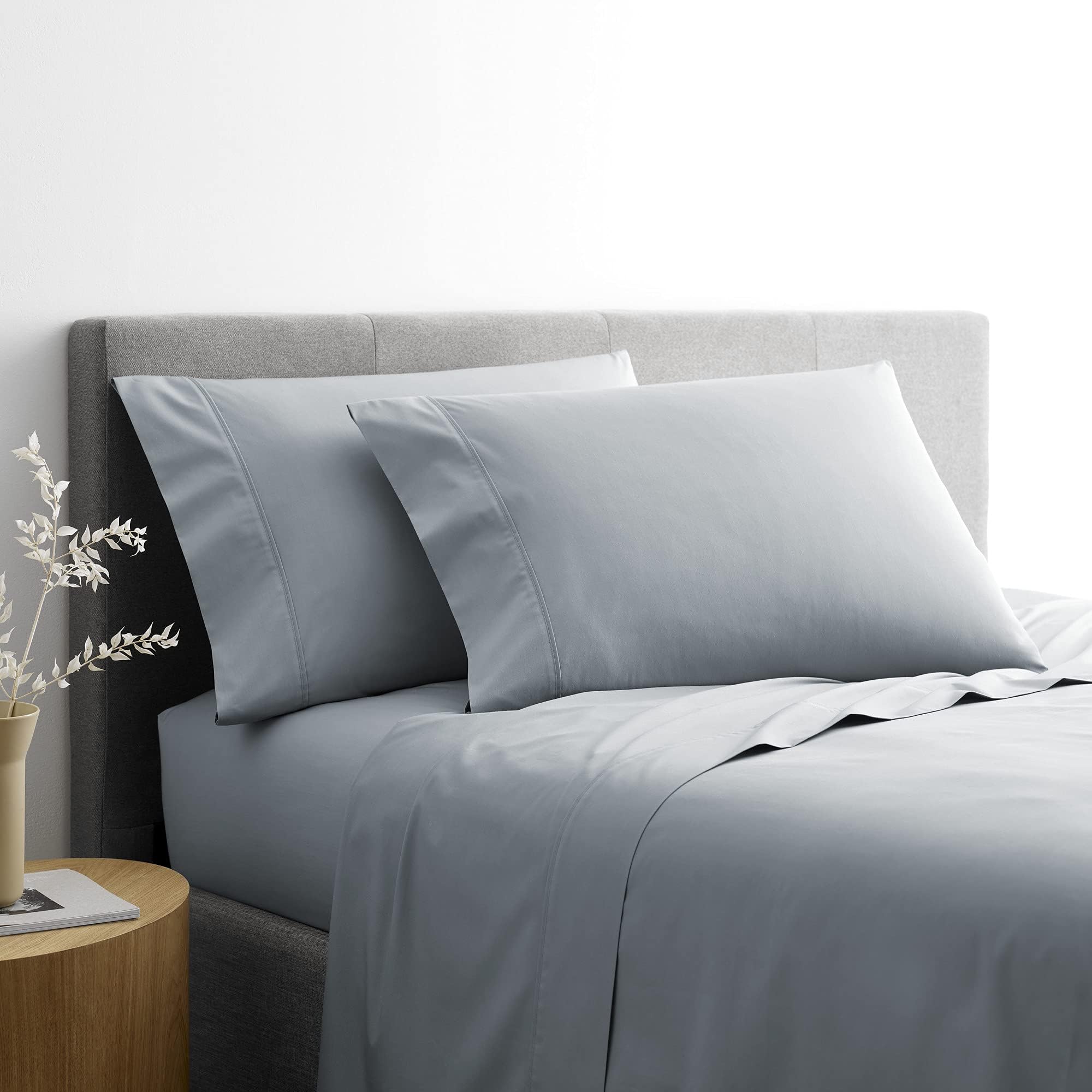 MartexClean Essentials Antimicrobial Cotton Blend Sheet Set, Light Blue, King