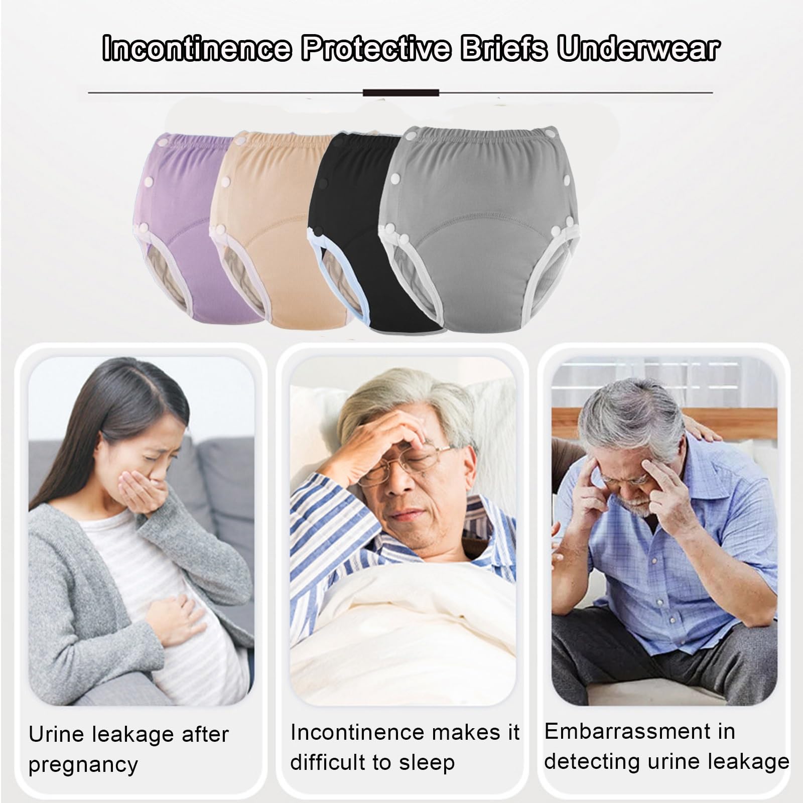 2 Stück Damen Inkontinenz Höschen Waschbar,Inkontinenz Pants für Erwachsene Wiederverwendbare Stoffwindeln für Erwachsene Höschen Inkontinenz Unterwäsche(Orange+Purple,X-Large)