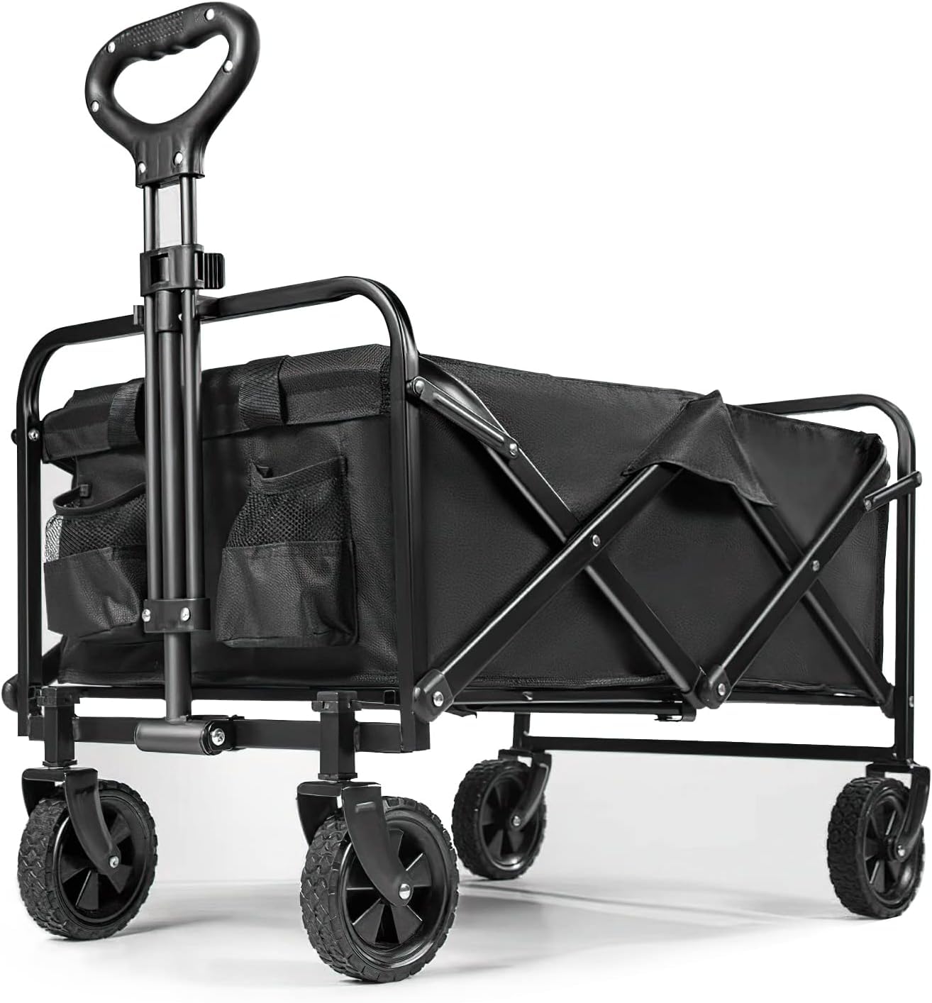 Fhans – Wagon cart foldable/Folding trolley cart - Heavy-Duty Utility Cart – Black