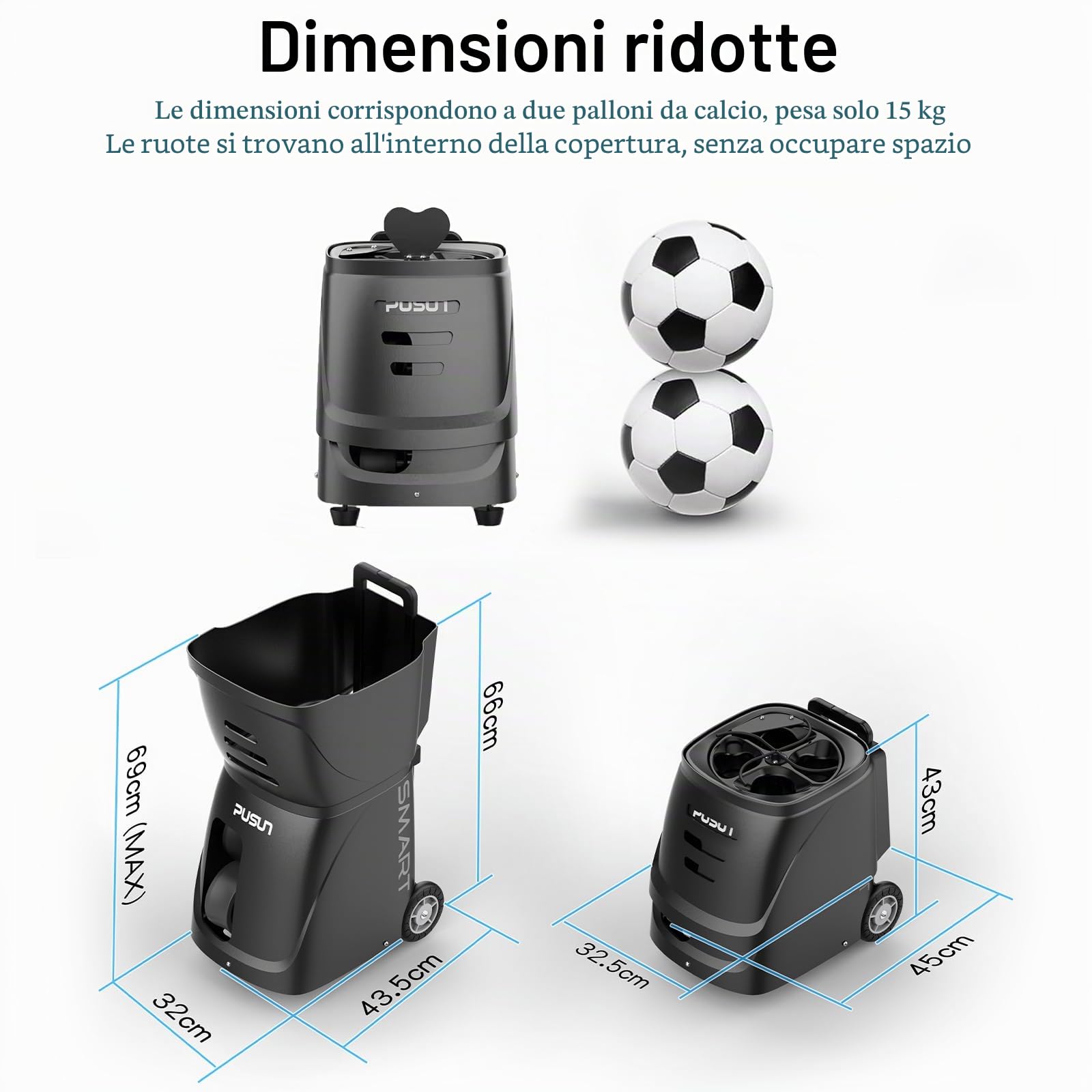 Generico PT-Smart Lanciapalle Tennis Automatica Professionale - Controllo App, 20 Punti Programmabili, 12 modalità Servizio, Batteria 4-6h, Allenamento Avanzato con Spin e velocità Variabile