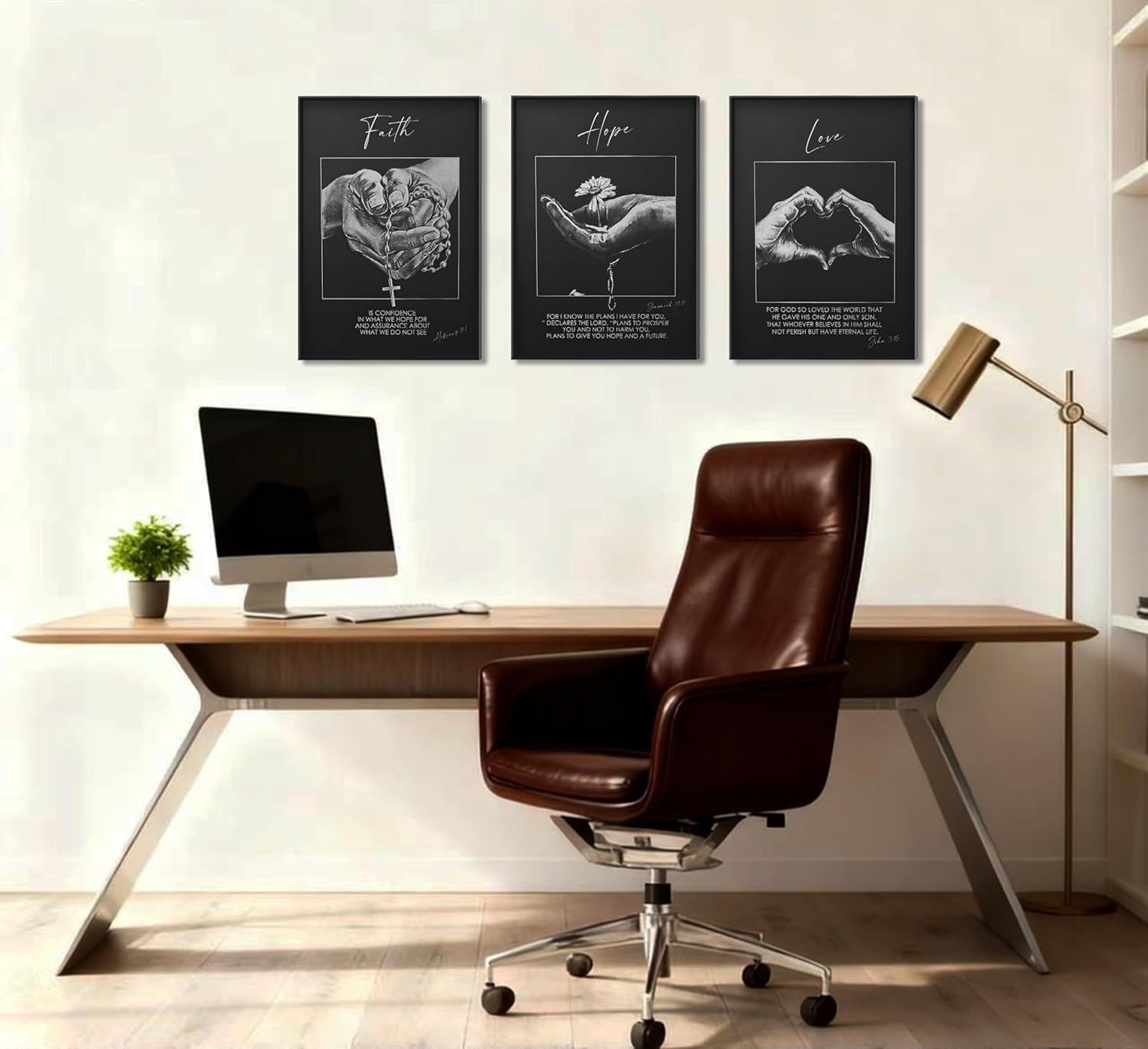3Pcs Black and White Christian Canvas Wall Art Bible Quotes Painting Picture Wall Decor Inspirational Verse Poster Print Artwork for Bedroom Office Living Room Prayer Room Decoration Unframed
