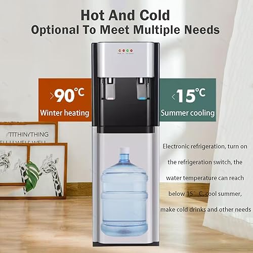 Miniatura 2 de Ice Water & Hot Water Dispenser Bottom Loading Cooler with Dual Spouts for Family Kitchens, Offices, and Shared Spaces Silver