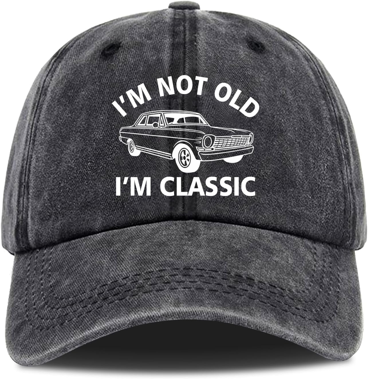 Unisex-Adult Classic Vintage Black Cotton Baseball Cap, One Size Fits Most, Sun Protection, Moisture Wicking