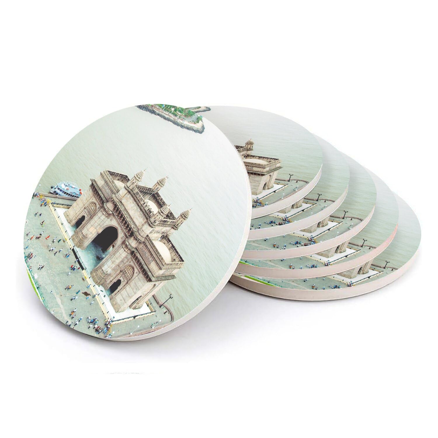 Sous-verre céramique monument Porte de l'Inde idée cadeau lot de 6