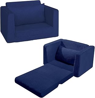 MeMoreCool Kids Couch Fold Out, Flip Out Kids Sofa Chair, Foldable Toddler Couch for Girls Boys, Children Convertible Sofa to Lounger Pull Out Kids Couch for Playroom, Folding Toddler Sofa