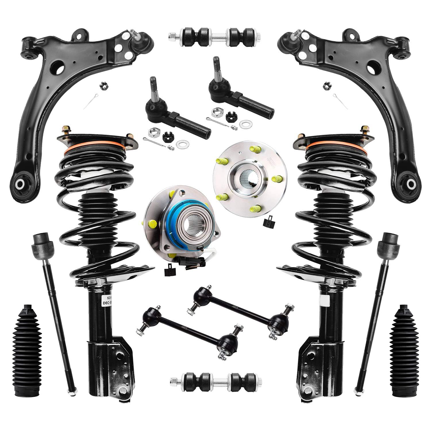 Detroit Axle - Front 16pc Struts Suspension kit for Chevrolet Impala Monte Carlo LaCrosse Regal Century Grand Prix Struts Lower Control Arms Tie Rods Wheel Bearing Hubs Boots Front Rear Sway Bars