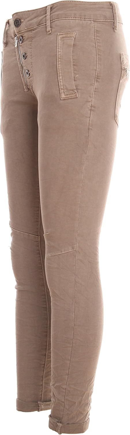 Basic.de Cotton Stretch Trousers in Jogging Pants Style 8139 XS Beige 4-knopf und Reiverschluss