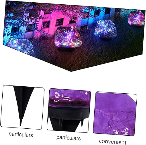 Miniatura 4 de IWOWHERO Lámpara de césped LED de paisaje luz solar al aire libre paisaje roca luces de diseño adoquines luz solar jardín lámpara solar al aire