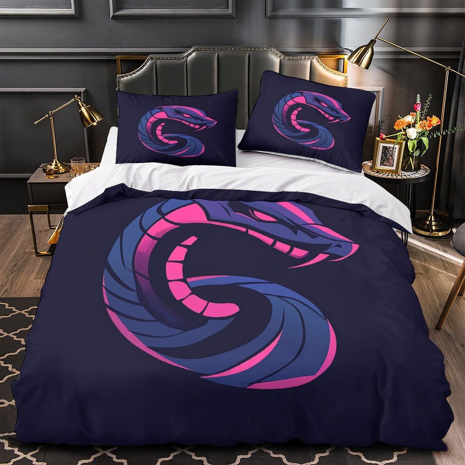 Housse de couette serpent hypoallergénique et douce avec zip 135x200