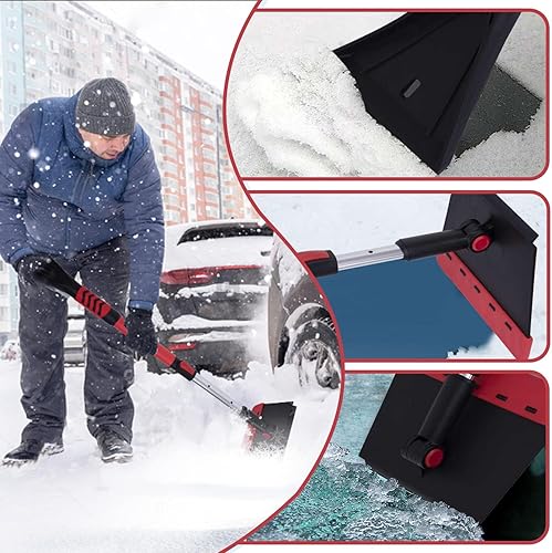 Miniatura 4 de Outlet Pala de nieve desmontable, pala de nieve portátil para automóvil con mango extensible de 36 pulgadas, eliminación de nieve giratoria