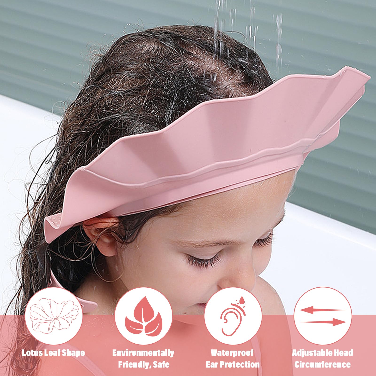 Cappello Doccia Bambini Proteggi Occhi e Orecchie Silicone Regolabile Cuffia Doccia Visiera Shampoo Bambini