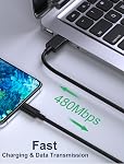 Type C Chargeur charge rapide, 2 Pack chargeur rapide adaptatif USB C Bloc chargeur mural pour téléphone Android avec câble de recharge 6FT+6FT+1.5FT pour Samsung Galaxy S21/S21+/S 21 Ultra/S20/S10+/ S10e/S9/S8/Note 8/9/10