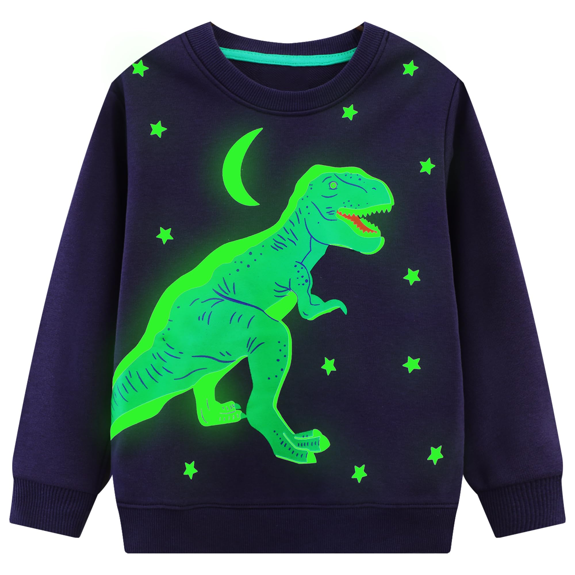 FILOWA Sweatshirt für Jungen Kinder Dinosaurier Pullover Sweater Ohne Kapuze Langarm Leuchtend Sw...