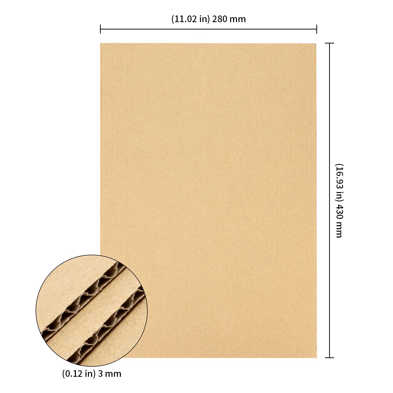 Lot De 30 Feuilles Carton Ondulé Marron - Épaisseur 3mm - Formats A4 Ou A3 - Pour Bricolage, Emballage, Loisirs Créatifs