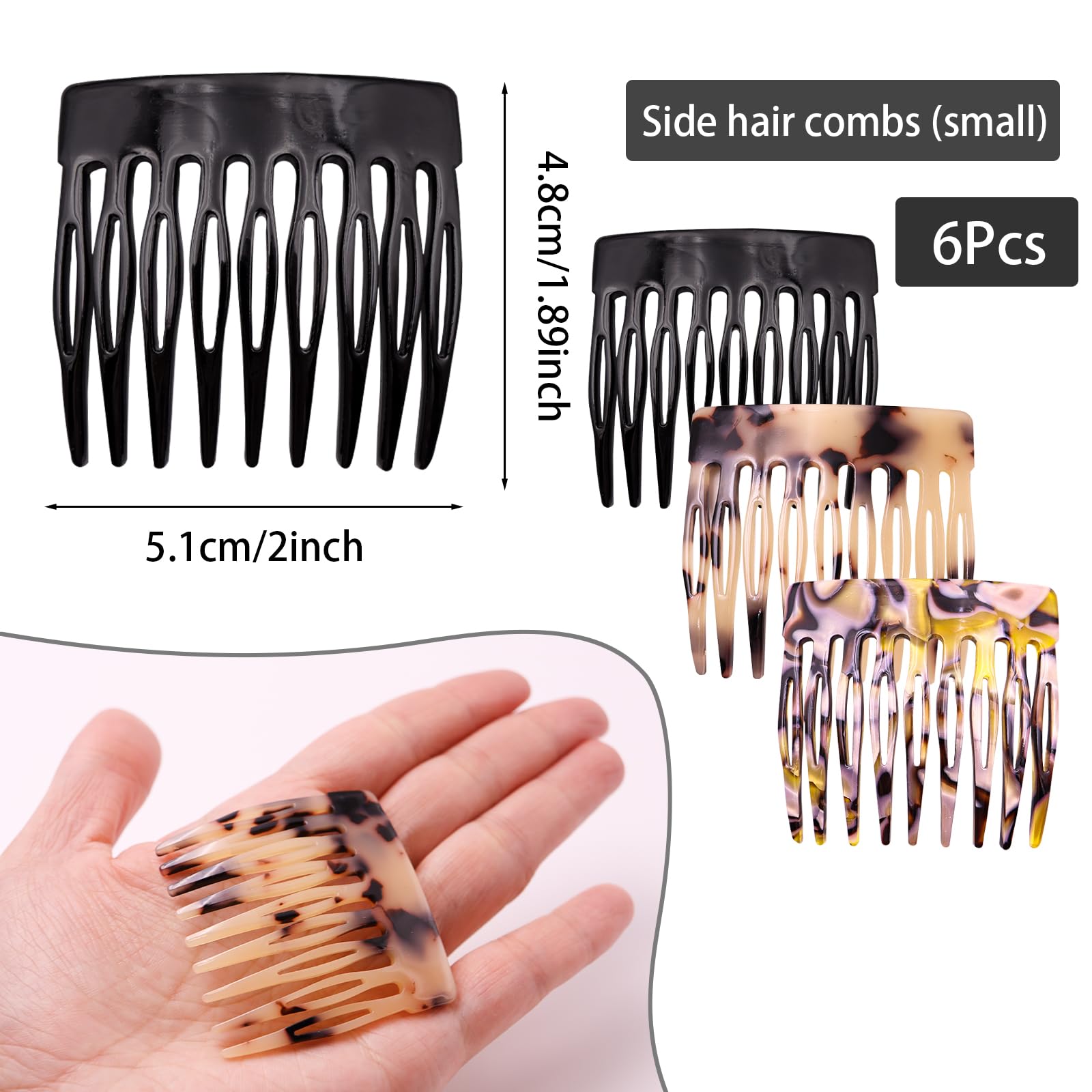 Amazon.com : 6 Pcs French Hair Side Combs Small Decorative  display picture 2