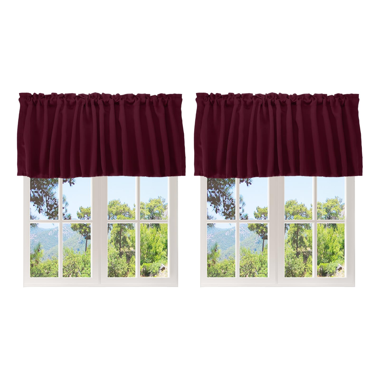 Cortinas pequeñas rojas de 52x18 pulgadas que filtran la luz con estilo elegante
