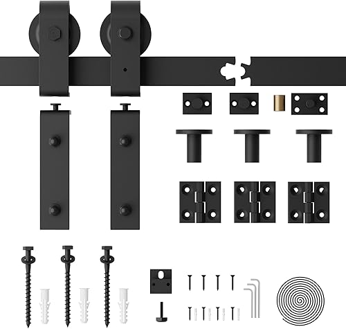 Miniatura 5 de ZEKOO Kit de herrajes para puerta corrediza de granero plegable de 36 pulgadas para 2 puertas, puerta de armario plegable, montaje superior y