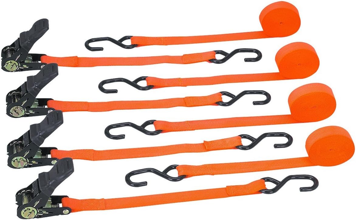 400 lb. Capacity 1 in. x 15 ft. Ratcheting Tie Downs 4 Pc HFJ14