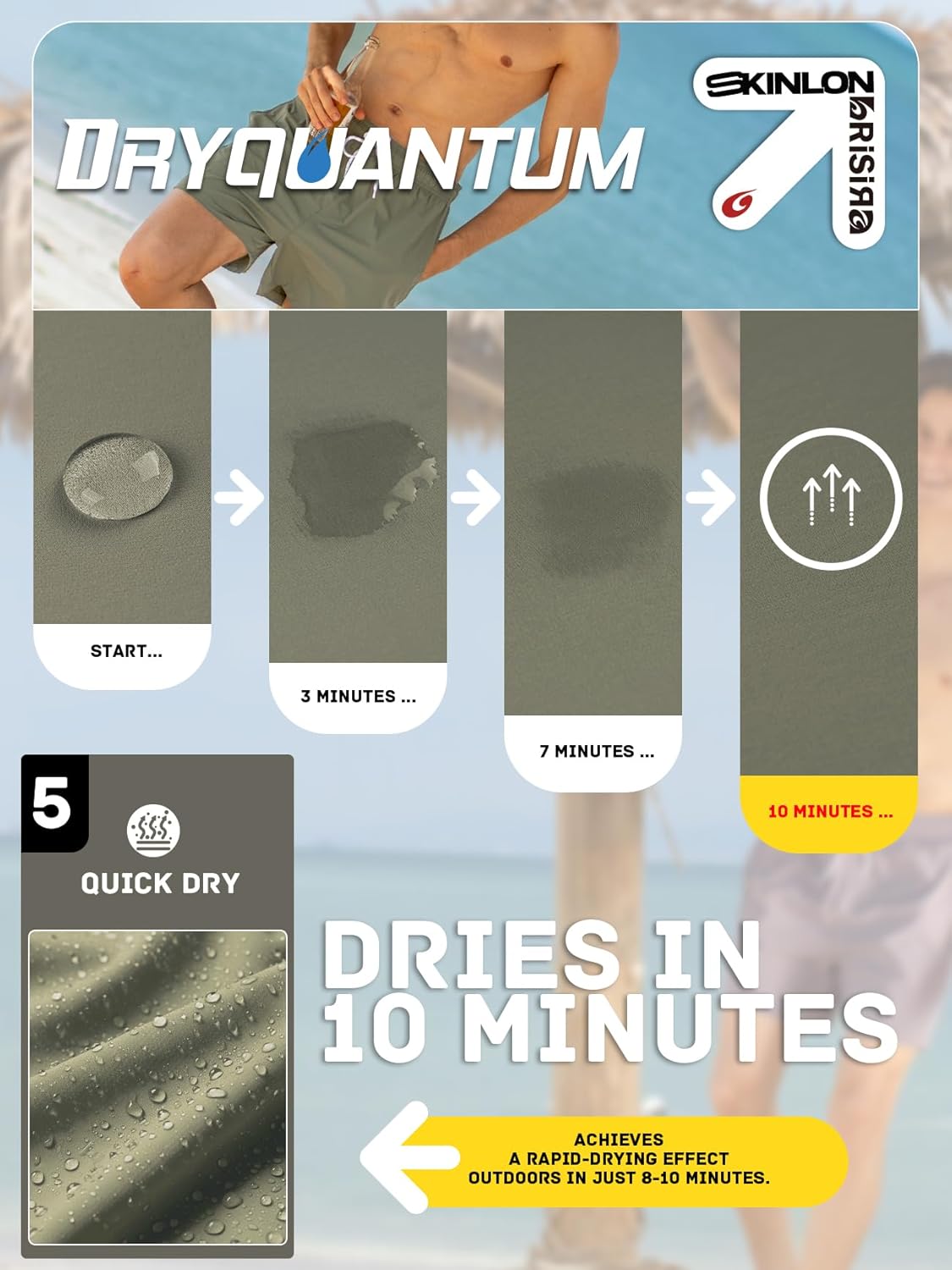 BRISIRA Mens Swim Trunks Nylon 5" with Compression Liner Bathing Suit Swim Shorts Swimsuit Swimwear Quick Dry Pockets Beach - Image 4