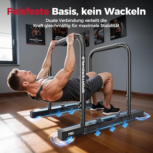 Sportsroyals Barres de Dips,Barre Parallèle de Musculation – Charge 400 kg, Sécurité Double, Hauteur Réglable 81-96 cm, Portables pour Gym Maison et Gymnastique Suédoise - 2