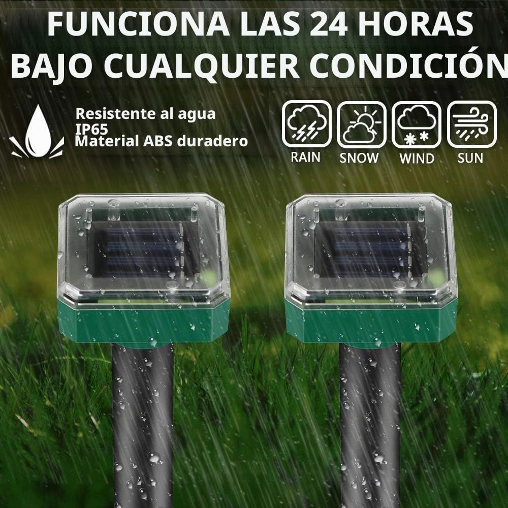 8 unidades de ahuyentador solar de topos, ultrasónico, repelente solar de topos, control de topos, repelente de ratas de campo, control de plagas con IP65 para césped y jardín