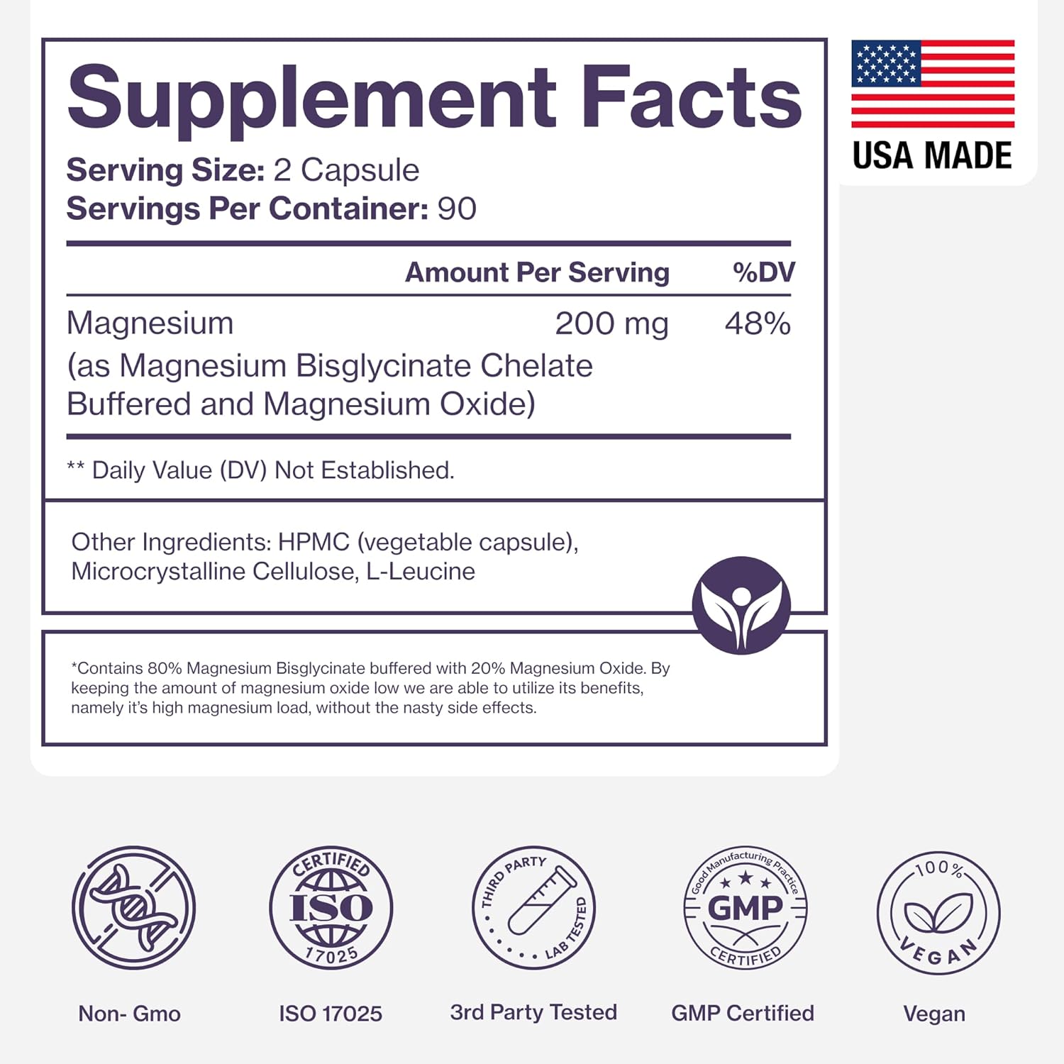 Pure Magnesium Glycinate Supplement – Highly Absorbable Chelated Magnesium to Support Sleep, Muscle & Nerve Health, Energy, Relaxation & Bone Health – 200mg Per Serving, 180 Capsules - Image 7