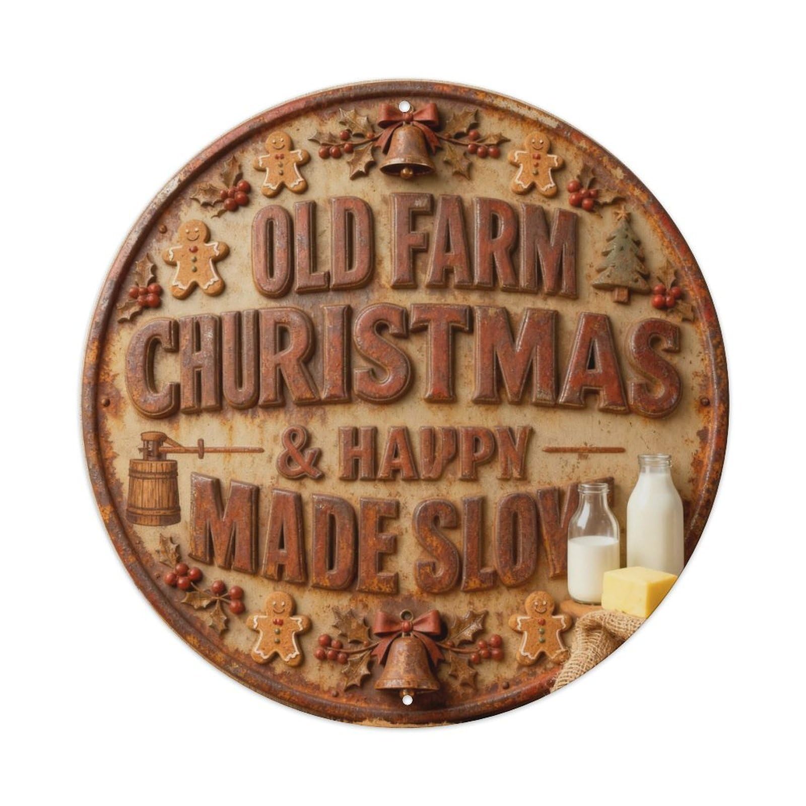 OLD FARM CHURN BUTTER CHURN MADE SLOW Metal Tin Sign Plaque