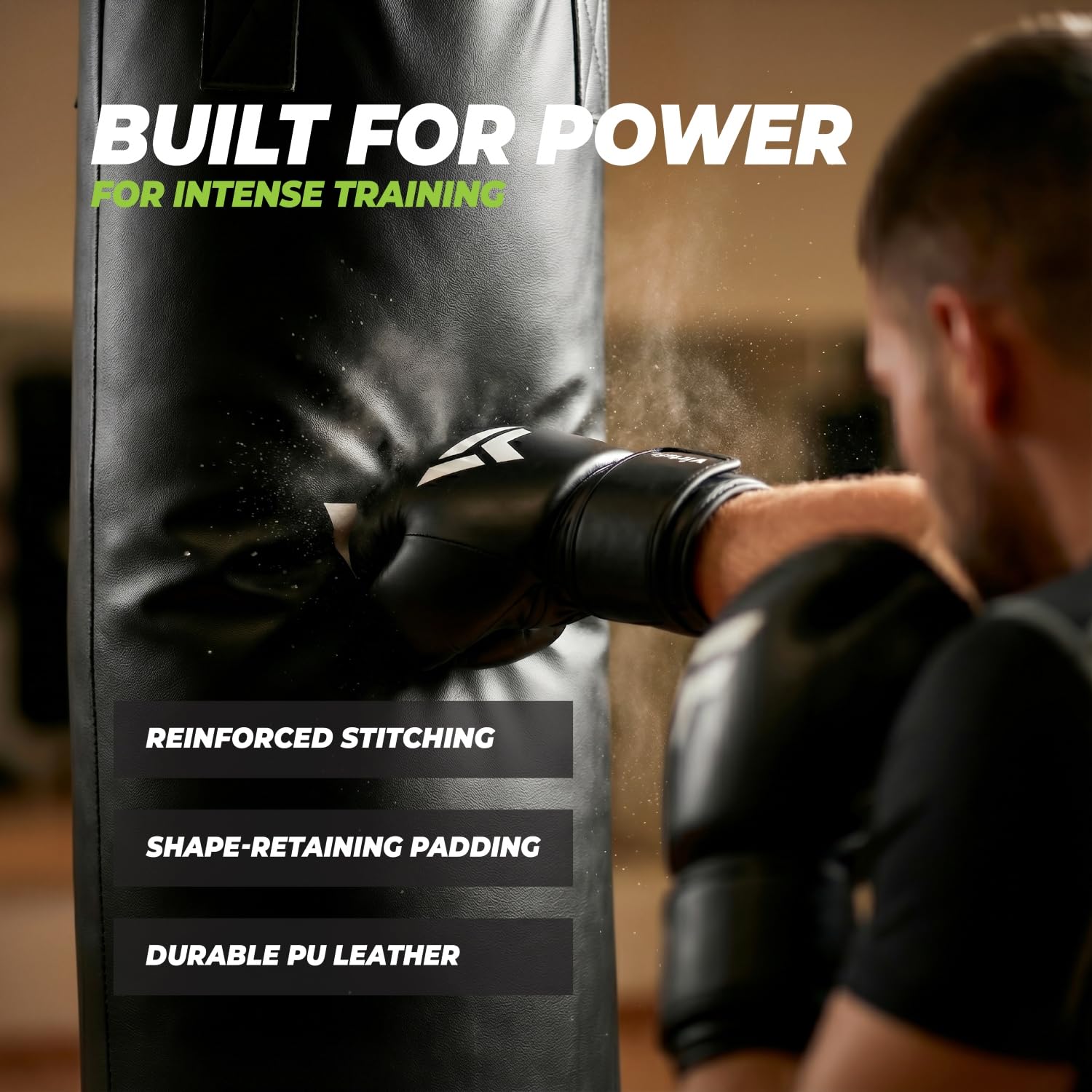 VirtuFit Ensemble de kickboxing Senior - Sac de frappe et gants de boxe - Kit de boxe pour adultes - Kickboxing et boxe - 25 kg - Noir