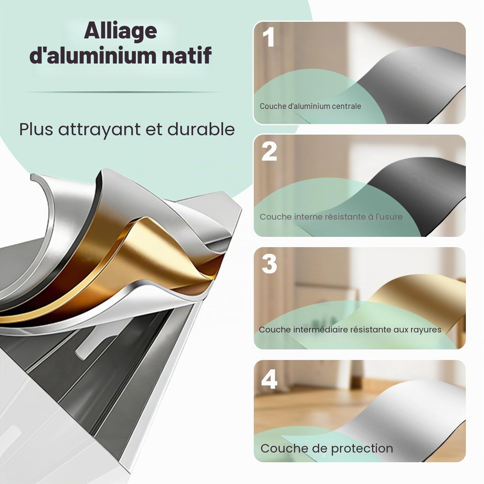 Rail de Rideau Double pour Plafond, Tringle à Rideaux 2 Voies, 380cm | Aluminium, Blanc Silencieux Séparation de Pièce pour Salon, Chambre, Hôpital