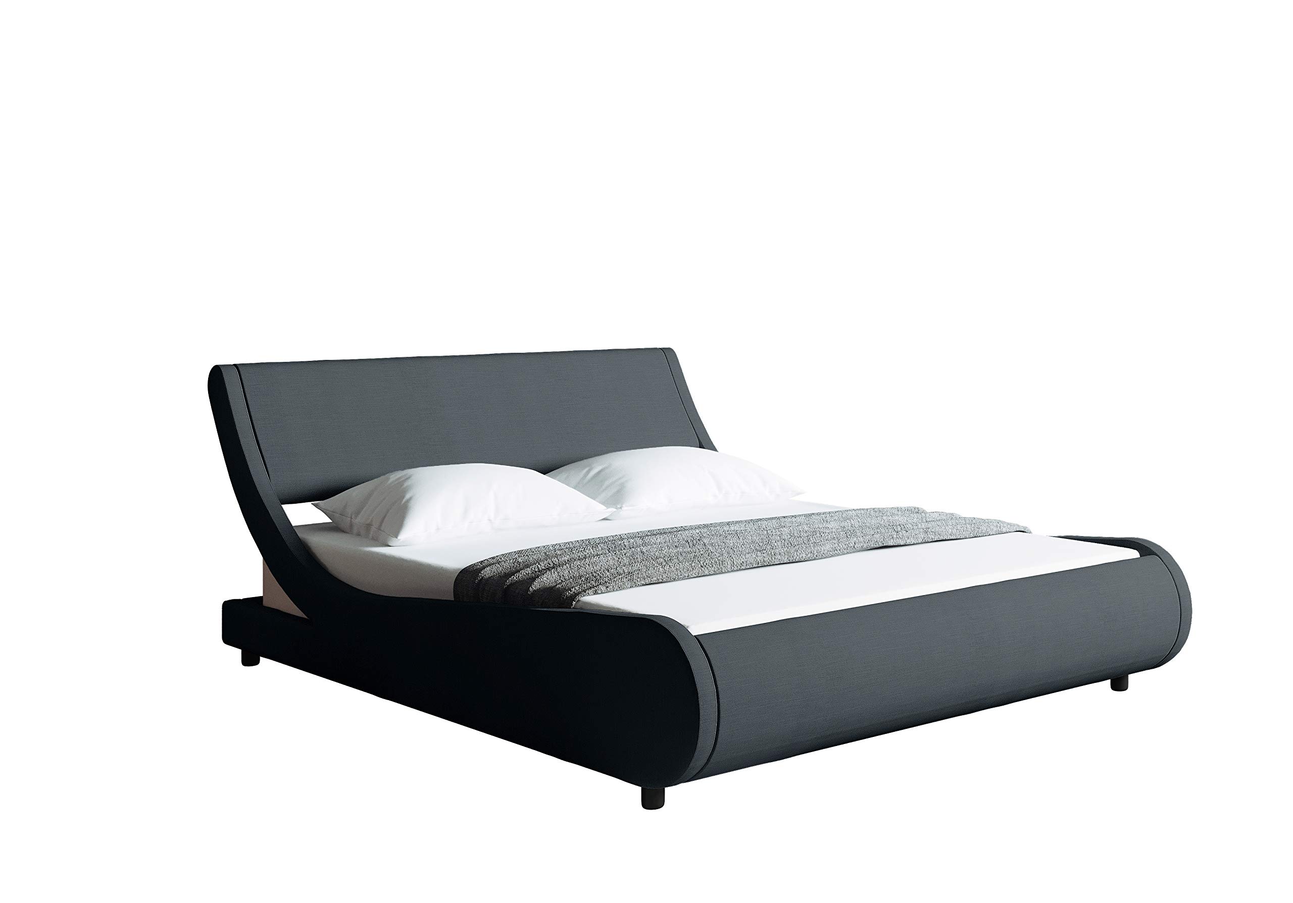 Buy Modern Contemporary WaveLike Curve Upholstered Platform Bed with