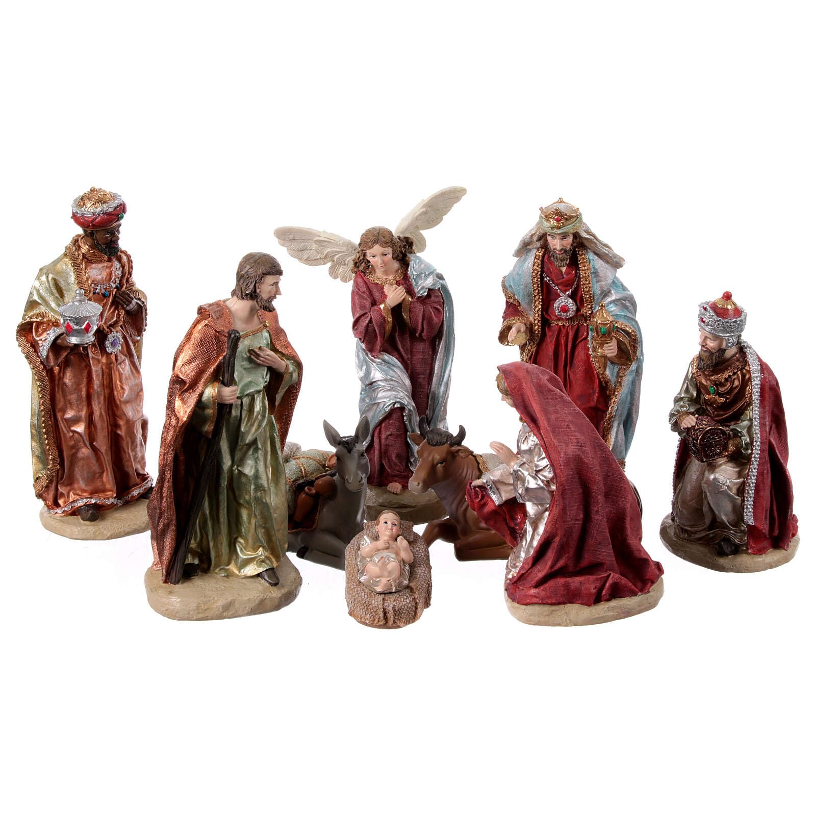 Holyart Complete resin Nativity Scene of 30 cm, hand-painted, set of 9
