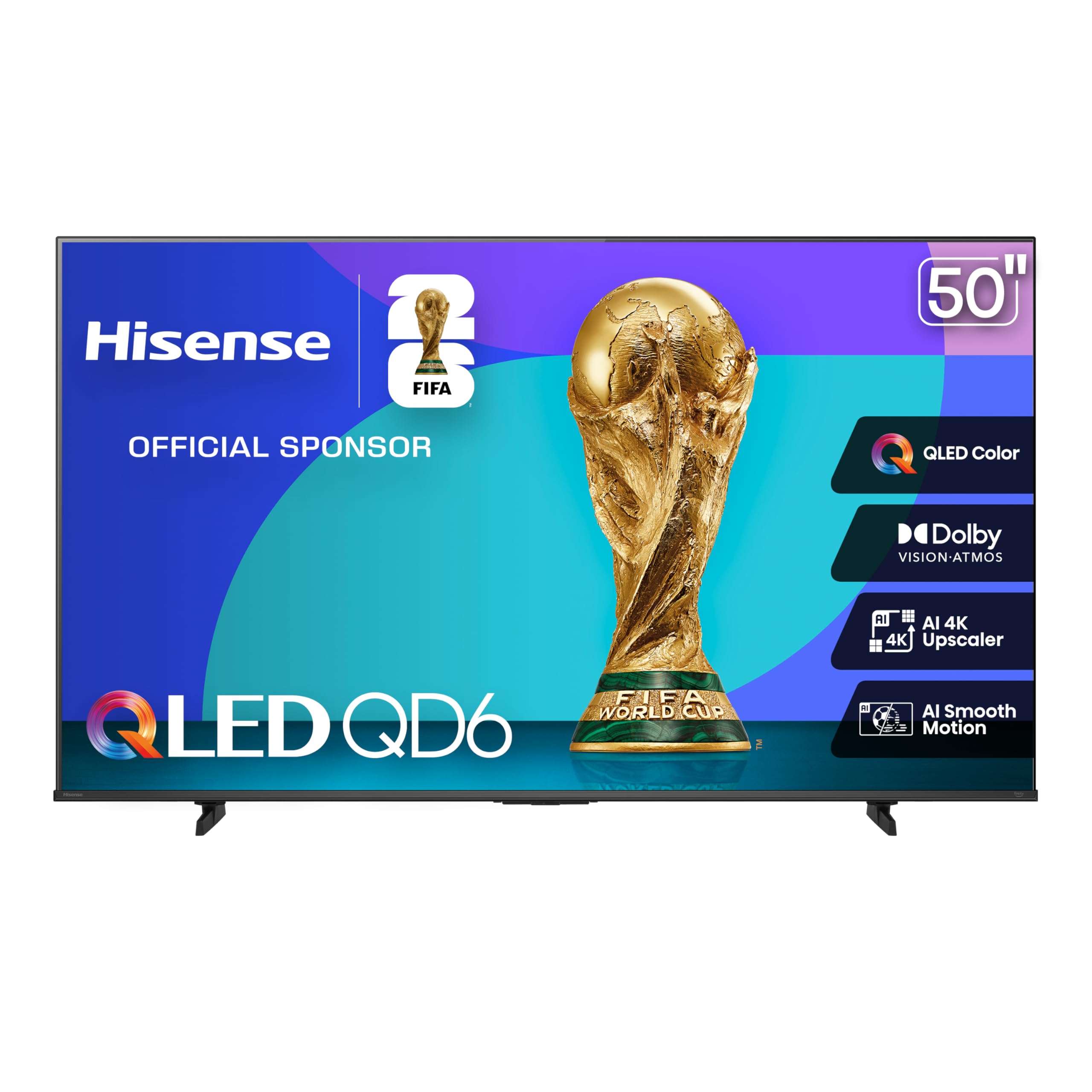 Hisense 50QD6QF - 50" 4K Smart QLED Fire TV with Dolby Vision & Atmos, AI 4K Upscaler, AI Smooth Motion, Game Mode Plus (2025 New Model)