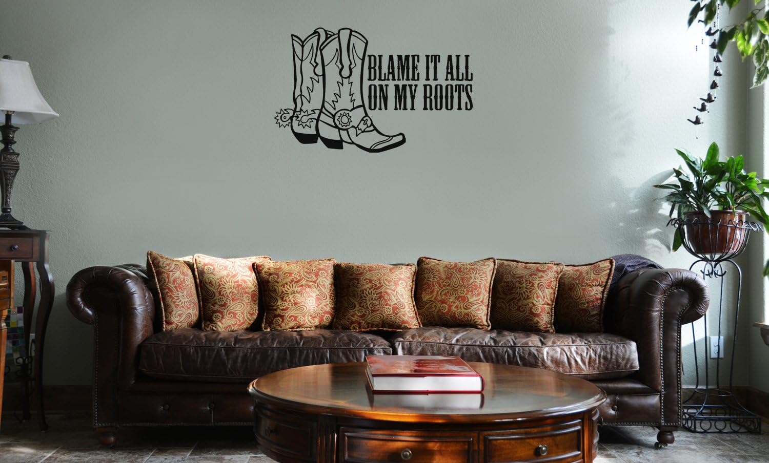 Decal Serpent Blame It All On My Roots Cowgirl Boots Country Girl Vinyl Wall Mural Decal Home Decor Sticker (Black)