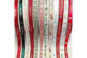 Chenkou Craft 'Merry Christmas' Cotton & Polyester Grosgrain Ribbon Appliques Craft (10mm Santa Ribbons)