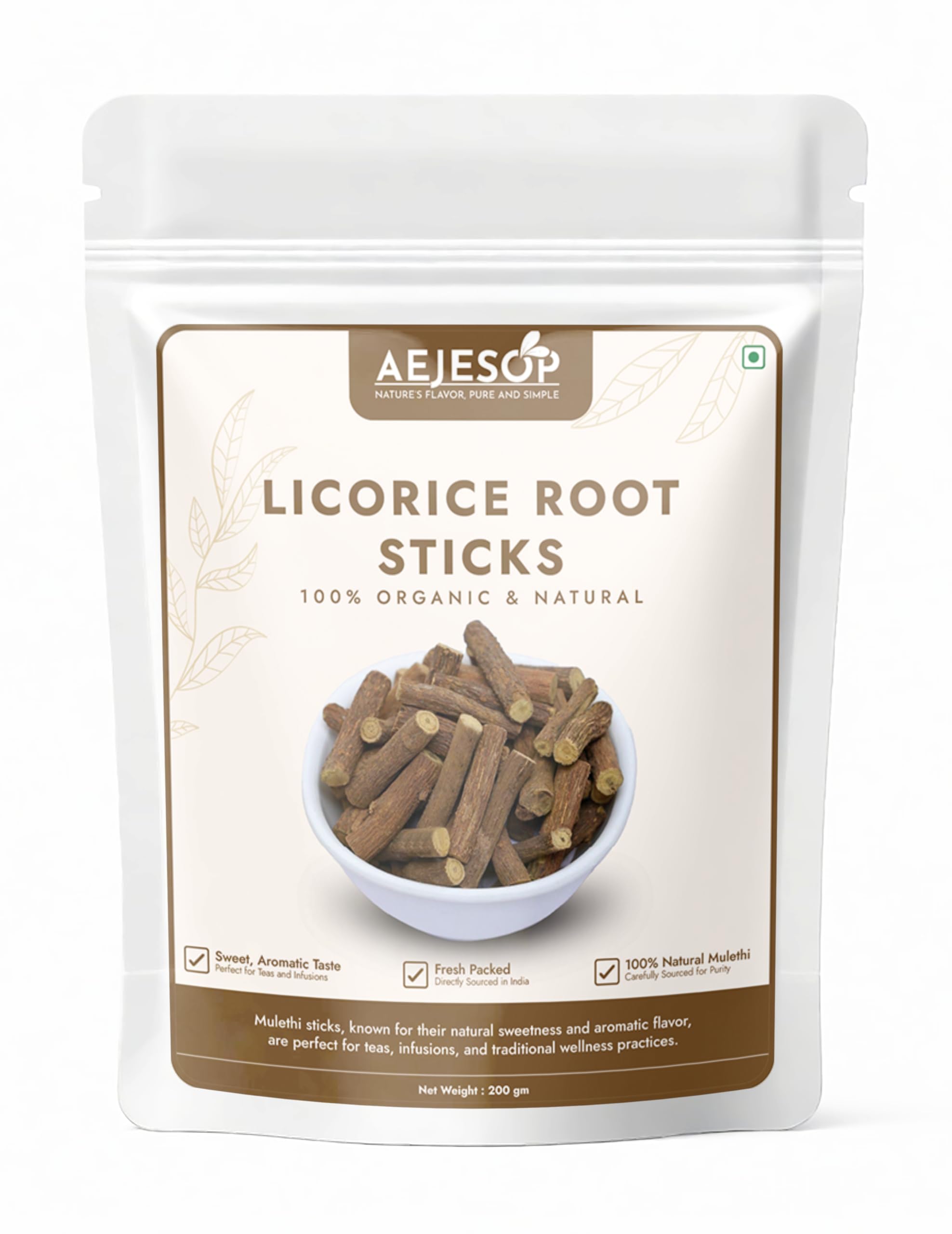AEJESOP Licorice (Mulethi) Sticks, 7oz(200g) 7 Ounce (Pack of 1)