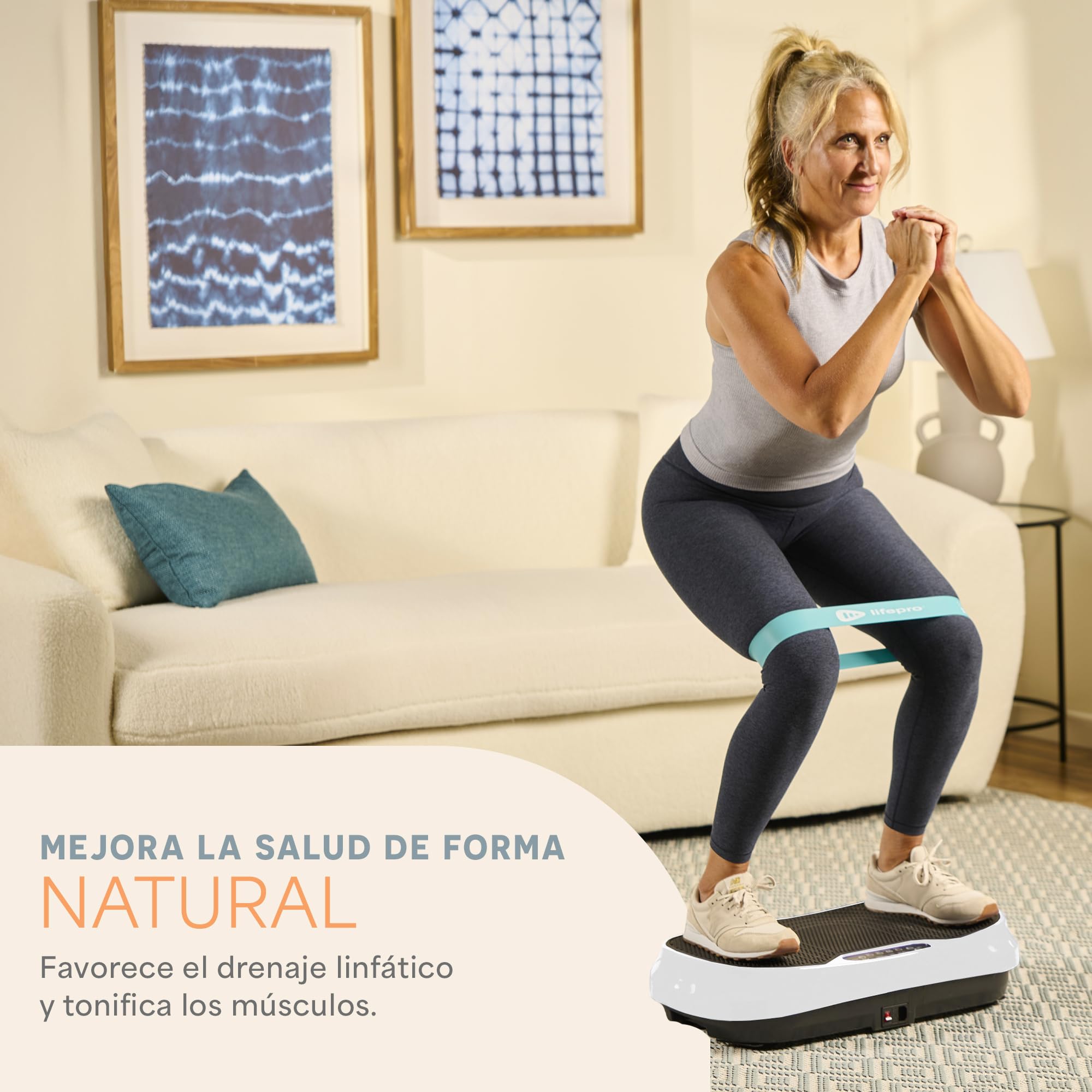 LifePro Waver Mini Plataforma Vibratoria con Control Remoto y Bandas – Plataforma Vibratoria de Cuerpo Completo para Drenaje Linfático y Tonificación, 99 Velocidades, 10 Programas