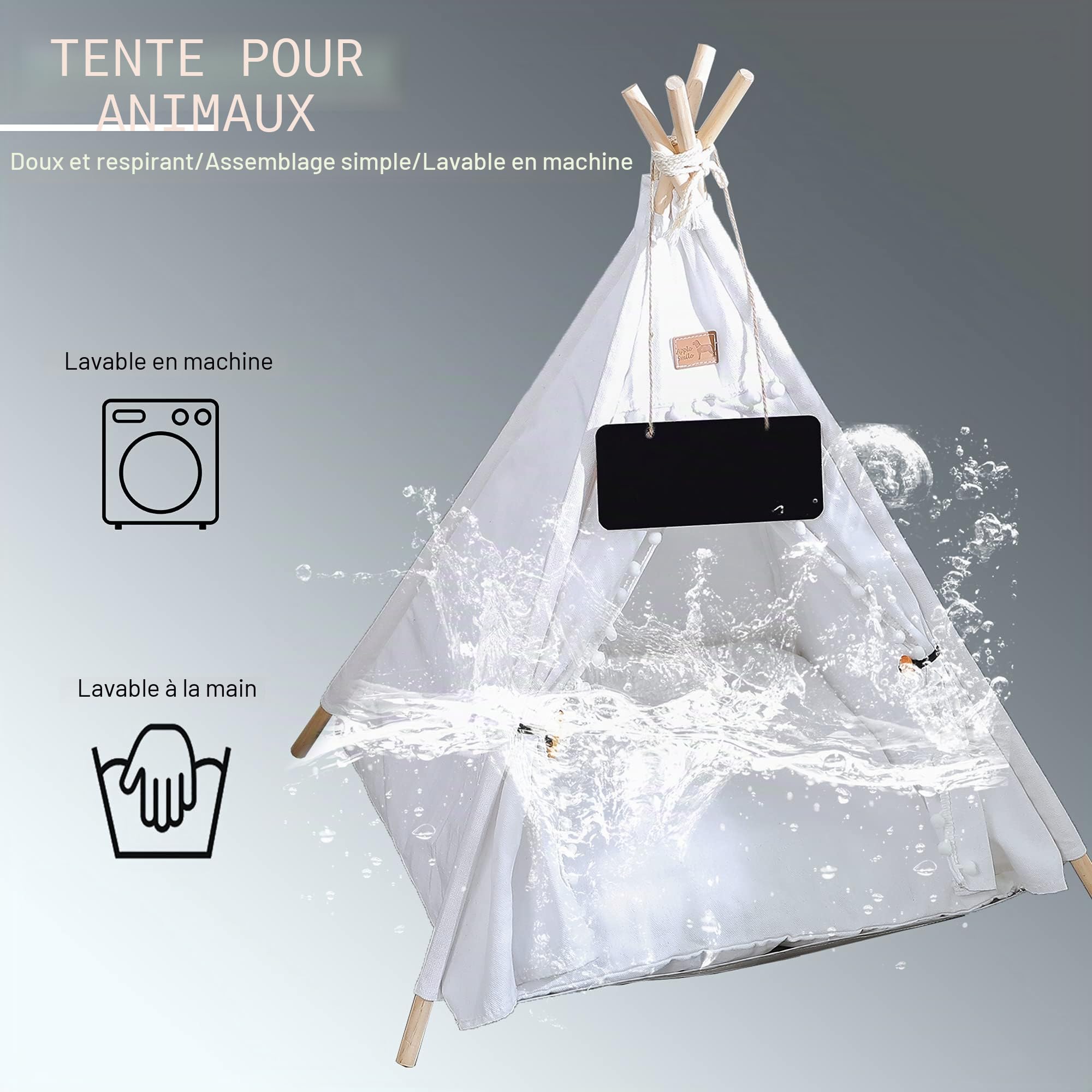Lit tipi pour Chien et Chat – Tentes et Maisons Portables pour Chiens et Chats (Blanc)