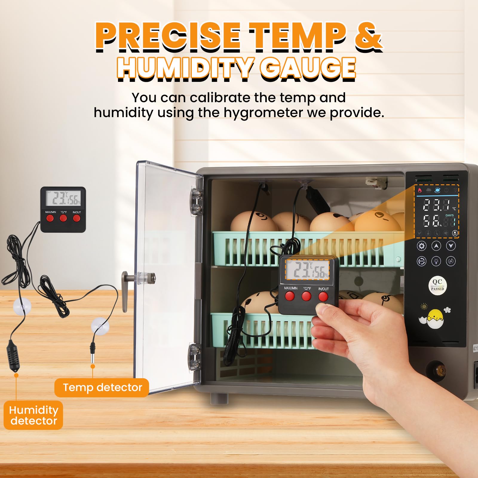 Incubadoras de gabinete para incubar huevos, incubadora de 24 huevos | Giro automático, control de temperatura y humedad, pantalla de temperatura, para pollo, pato, codorniz, ganso, paloma