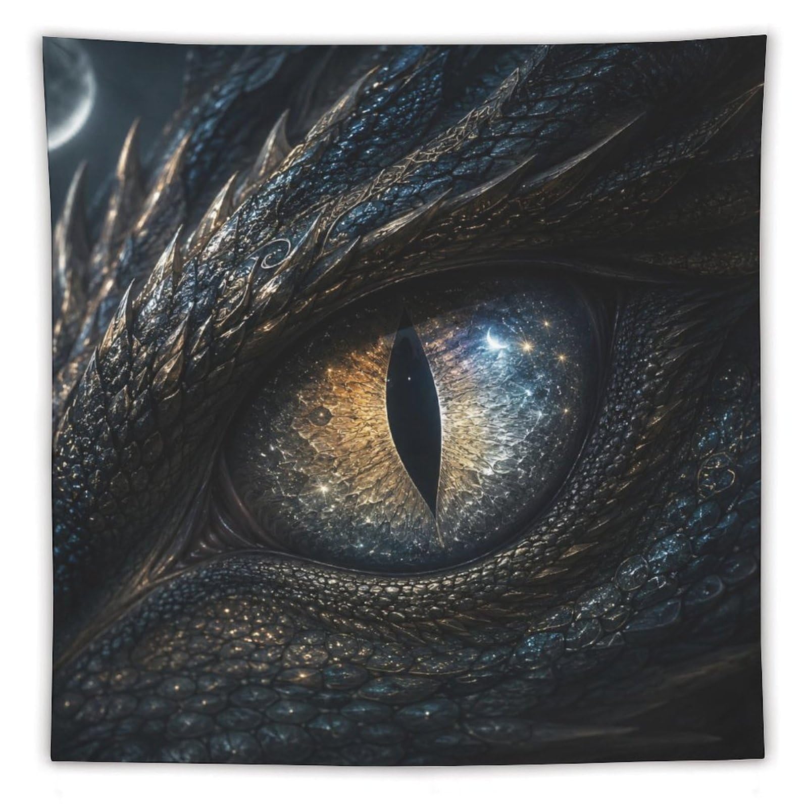 W7C8U2X3 Blue Cosmic Dragon Eye Wall Tapestry, Surrealist, Ceiling Hanging