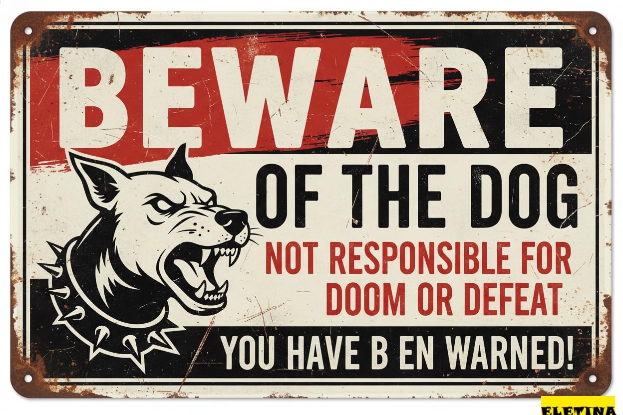 Beware Of Dog Border Collie Warning Tin Sign, 8x12 Inch